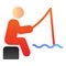 Fisheman flat icon. Fishing man on the river color icons in trendy flat style. Person with fishing rod gradient style