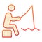 Fisheman flat icon. Fishing man on the river orange icons in trendy flat style. Person with fishing rod gradient style