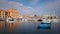 Fisher boats in the harbor of Bari at the Italian coast