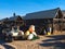 Fisher huts of Culatra island at the Algarve coast of Portugal