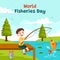 Fisheries Day Social Media Illustration Flat Cartoon Hand Drawn Templates Background