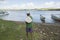 Fisherman in the banks of Sao Francisco River