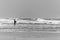 Fisherman on the beach of Le Porge, near Lacanau. Gironde, France.