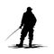 Fisherman black icon on white background. Fisherman silhouette