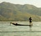 Fisherman on the boat, Inle lake Myanmar