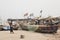 Fisherman with boat and nets in Jamestown, Accra, Ghana