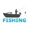 Fisherman in a boat sign, Fishing logo