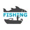 Fisherman in a boat sign, Fishing logo