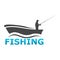 Fisherman in a boat sign, Fishing logo