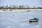 Fisherman boats and landscape of mozambique island