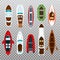 Fisherman boats and wooden sailboat with paddles