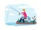 A fisherman catch fish in fishing season a vector illustration.