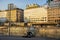 A fisherman catches fish on the Danube Canal embankment in Vienna