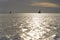 Fisherman dhow boat during sunset on Indian ocean in island Zanzibar, Tanzania, East Africa