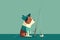 Fisherman Dog vector illustration