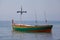 Fisherman empty barge floating in the sea