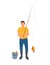 Fisherman with Fisher-rod Vector Illustration