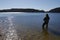 Fisherman fishing on a lake