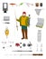 Fisherman and fishing tackle flat icon set