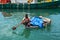 Fisherman and fresh tuna in Male, Maldives, Indian Ocean