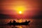 Fisherman go sailing at Pangandaran Beach, West Java