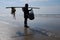 Fisherman going to sea at mandermoni medinipur west bengal