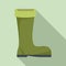Fisherman green boot icon, flat style