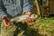 Fisherman holding trout in his hand