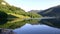 Fisherman and lake panning