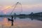 Fisherman in Mandalay and U Bein Bridge, Myanmar