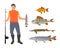 Fisherman Model and Fish Variety Poster