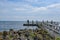 Fisherman on a pier in the IJsselmeer