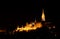 Fisherman`s Bastion / Matthias Church towers at night Budapest