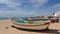Fisherman`s beach with lots of colorful boats. Armacao de Pera, Algarve, Portugal