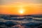 Fisherman sailing with his boat on beautiful sunrise over the sea