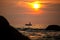 Fisherman silhouette on sunrise, Thailand