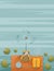 Fisherman sits on wooden pier and fishing with rod vector illustration vertical format