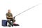 Fisherman sitting on a chair with a fishing rod