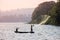 Fisherman throws a net in Lake Victoria