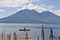 Fisherman and Volcanoes overlooking Lake Atitlan