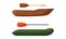 Fisherman Wooden Boat or Ship and Paddle Vector Set