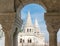 Fishermans Bastion, Buda castle in Budapest. View through the arch