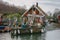 Fishermans boathouse and boat with pier