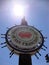 Fishermans Wharf San Francisco sign, sun over