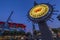 Fishermans Wharf sign illuminated at dusk, San Francisco