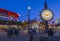 Fishermans Wharf sign illuminated at dusk, San Francisco