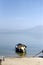 Fishermen boat on a lake prespa in macedona