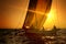 Fishermen on a Catamaran at Sunset Concept