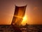 Fishermen Catamaran Sunset Sailboat Concept