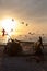 Fishermen emptying their nets on the beach